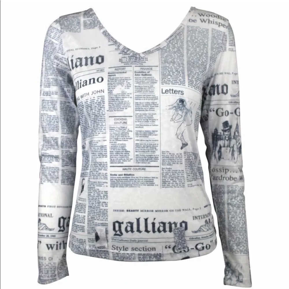 SOLD Galliano Newspaper Print Long Sleeve Shirt